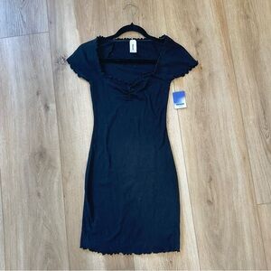 NWT Black Ribbed Midi Dress